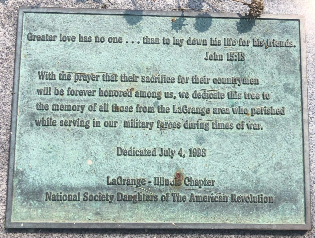 LAGRANGE SUPREME SACRIFICE WAR MEMORIAL TREE PLAQUE