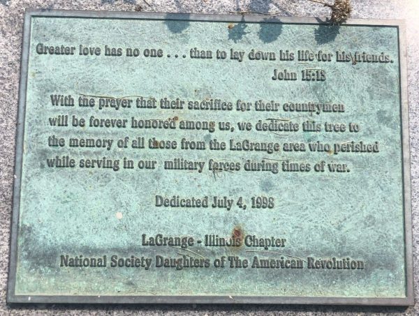 LAGRANGE SUPREME SACRIFICE WAR MEMORIAL TREE PLAQUE
