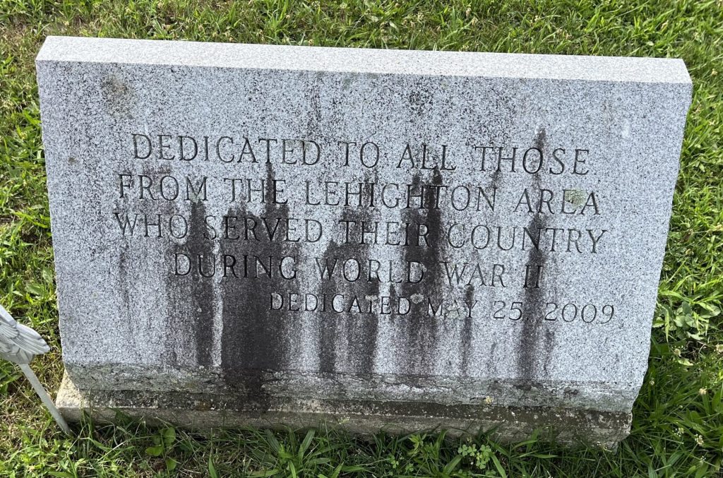 LEHIGHTON WORLD WAR II VETERANS MEMORIAL TABLET