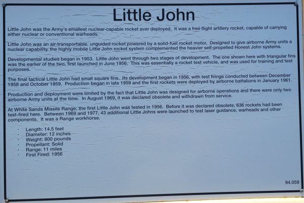 LITTLE JOHN ROCKET MEMORIAL PLAQUE