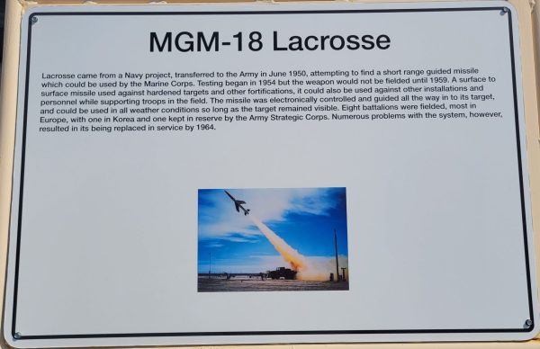 MGM-18 LACROSSE MISSILE MEMORIAL PLAQUE