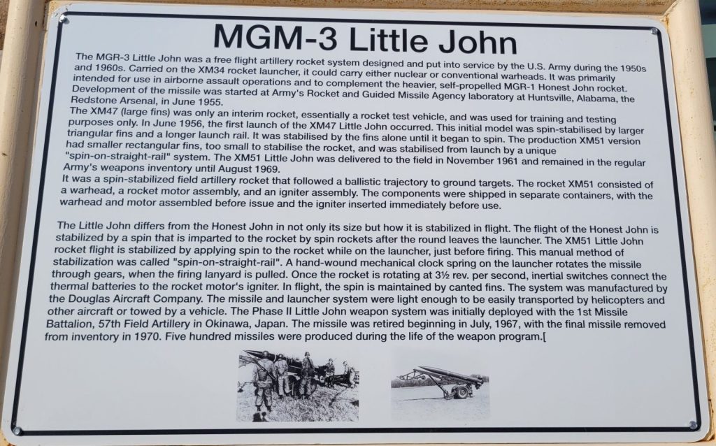 MGM-3 LITTLE JOHN MEMORIAL MISSILE PLAQUE