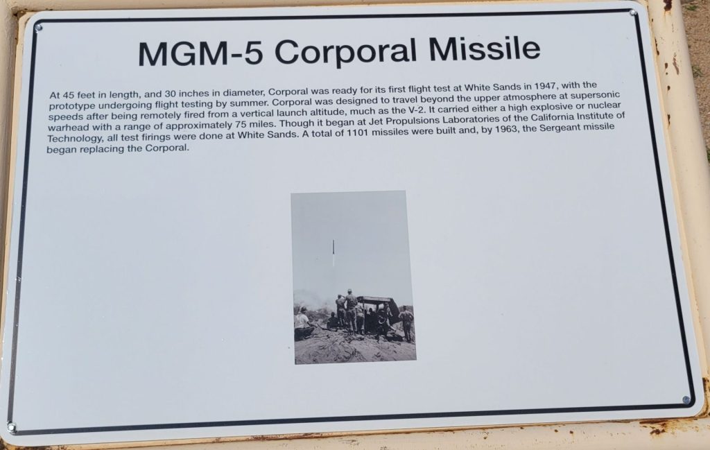 MGM-5 CORPORAL MISSILE MEMORIAL PLAQUE