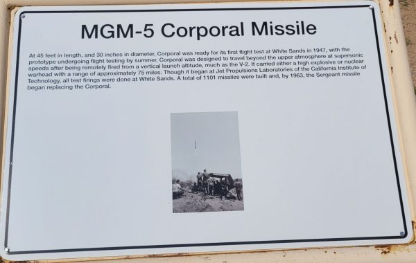 MGM-5 CORPORAL MISSILE MEMORIAL PLAQUE