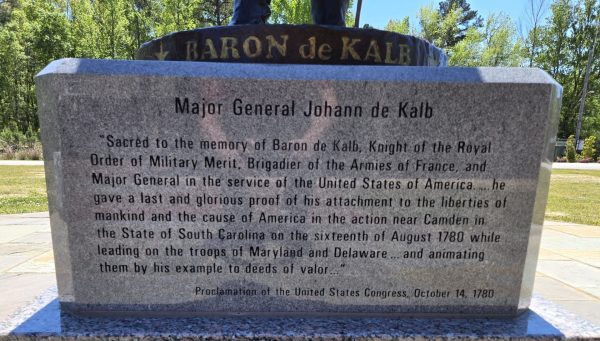 MAJOR GENERAL JOHANN DE KALB REVOLUTIONARY WAR MEMORIAL STONE A