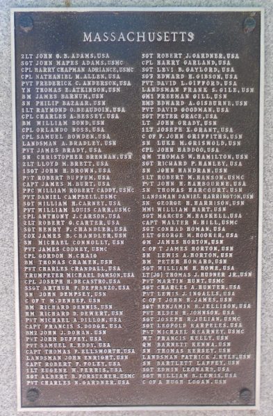 MASSACHUSETTS MEDAL OF HONOR WAR MEMORIAL PLAQUE A