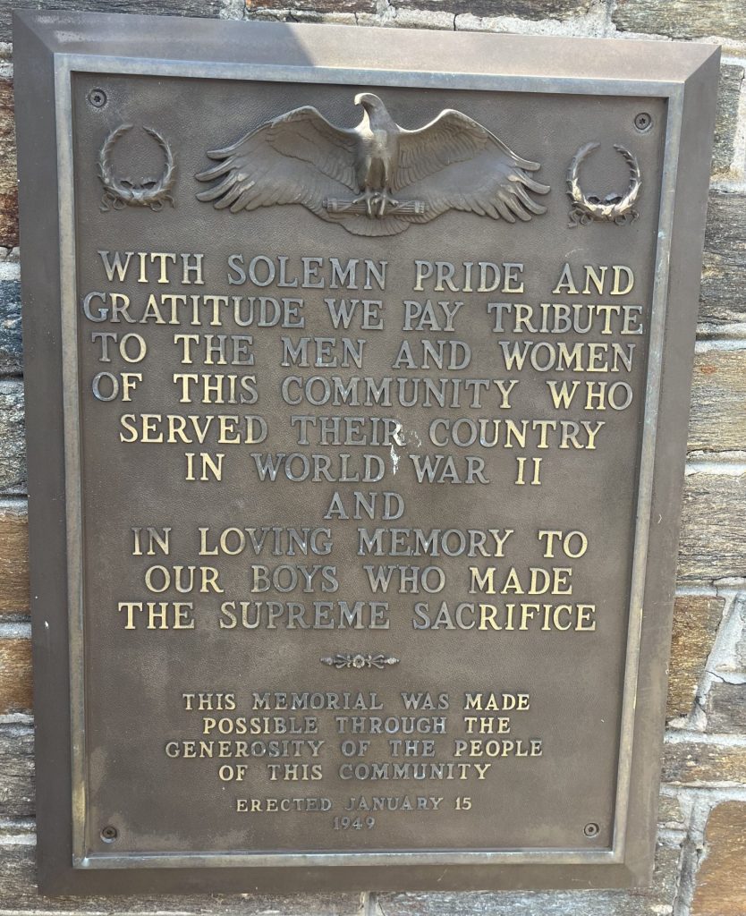 MIDDLETOWN, MD WORLD WAR II MEMORIAL PLAQUE A