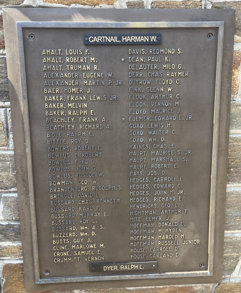 MIDDLETOWN, MD WORLD WAR II MEMORIAL PLAQUE B