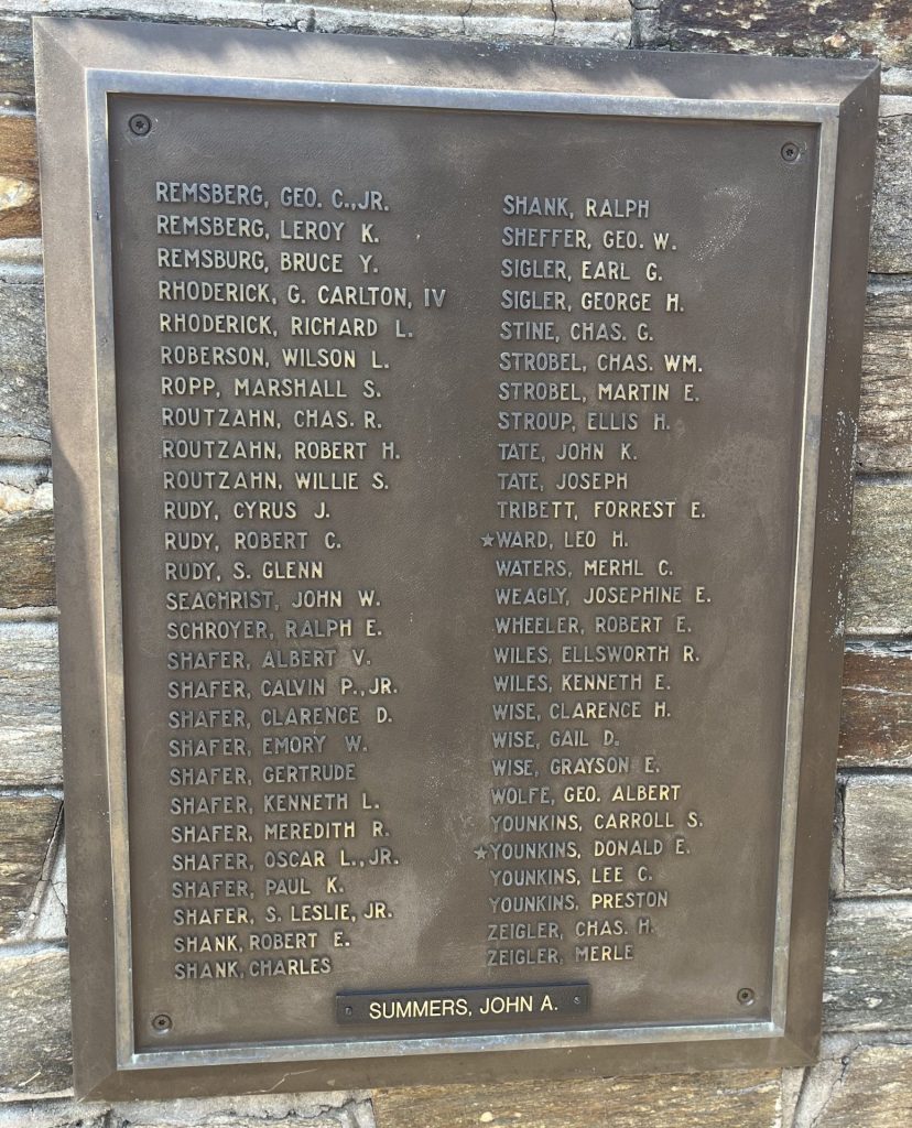 MIDDLETOWN, MD WORLD WAR II MEMORIAL PLAQUE D