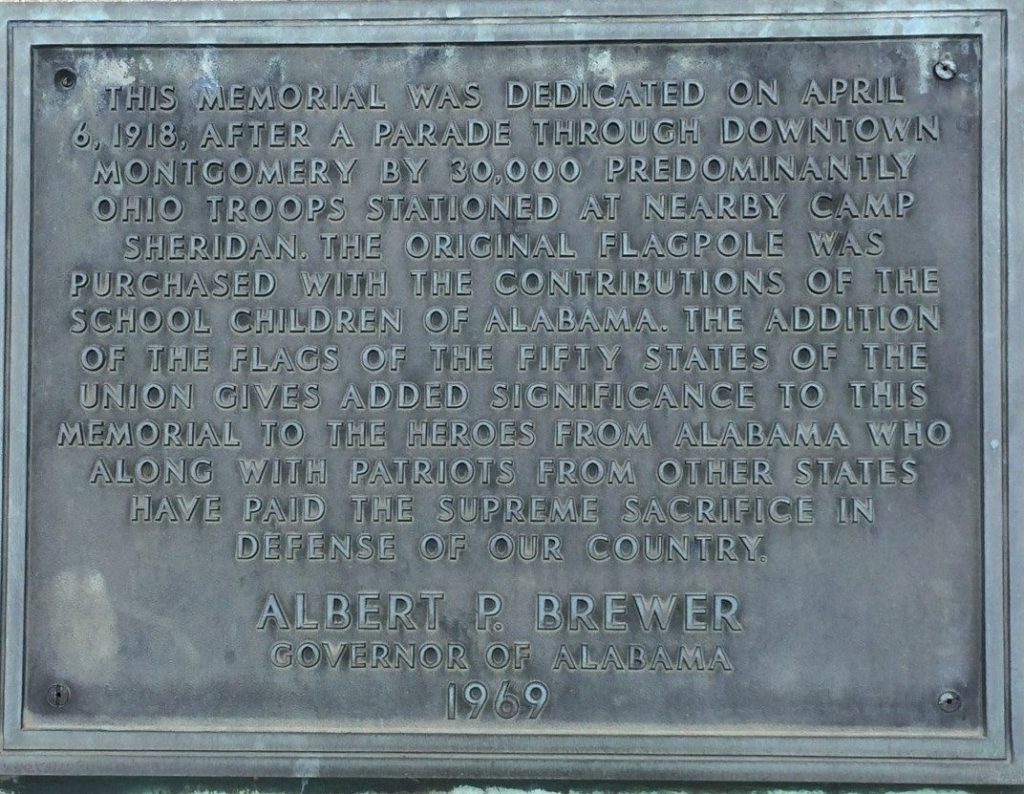 MONTGOMERY WORLD WAR I MEMORIAL PLAQUE