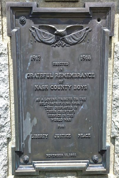 NASH COUNTY BOYS WORLD WAR MEMORIAL PLAQUE