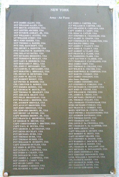 NEW YORK MEDAL OF HONOR WAR MEMORIAL PLAQUE A