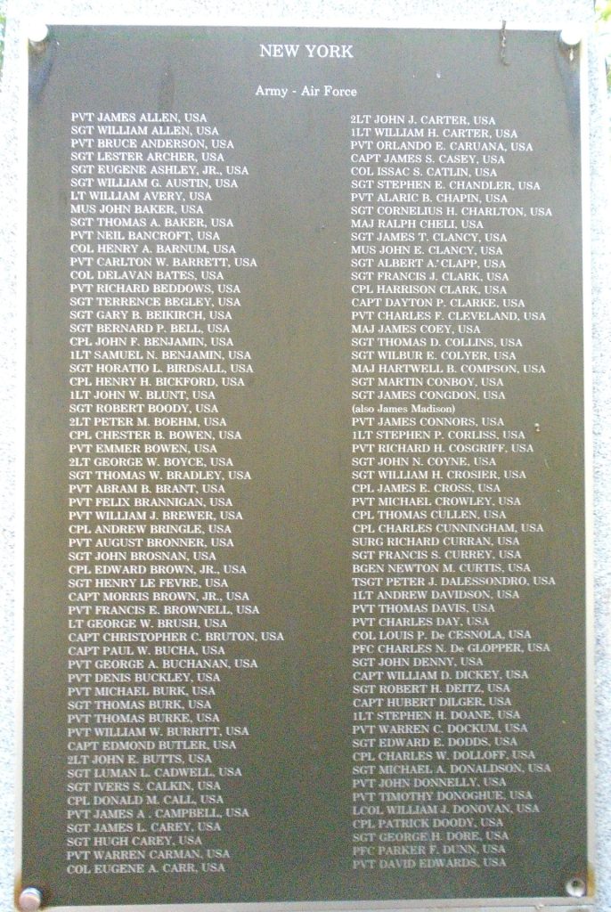 NEW YORK MEDAL OF HONOR WAR MEMORIAL PLAQUE A