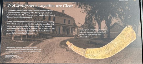 NOT EVERYONE’S LOYALTIES ARE CLEAR REVOLUTIONARY WAR MEMORIAL PANEL