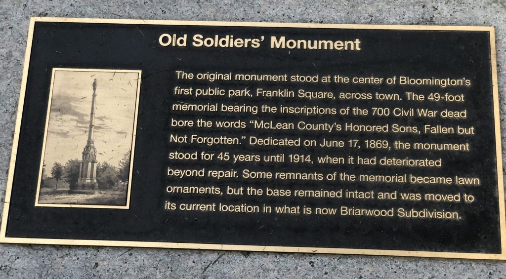 OLD SOLDIERS’ MONUMENT PLAQUE