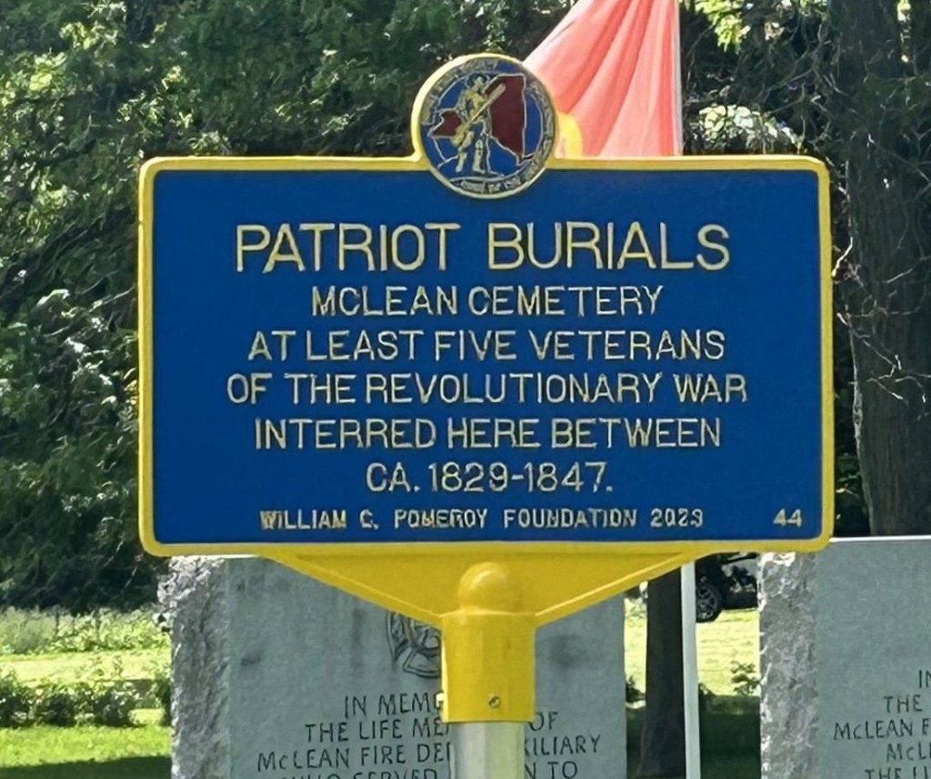PATRIOT BURIALS MCLEAN CEMETERY REVOLUTIONARY WAR MEMORIAL MARKER