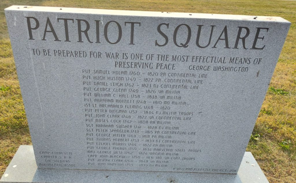 PATRIOT SQUARE REVOLUTIONARY WAR MEMORIAL BACK