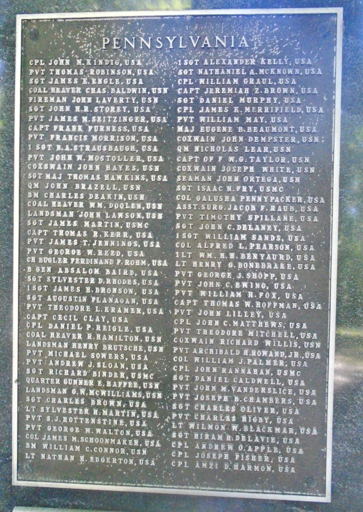 PENNYLVANIA MEDAL OF HONOR WAR MEMORIAL PLAQUE A