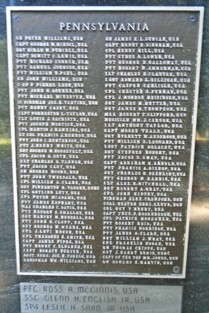 PENNSYLVANIA MEDAL OF HONOR WAR MEMORIAL PLAQUE D