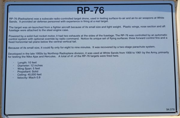 RP-76 MISSILE MEMORIAL PLAQUE