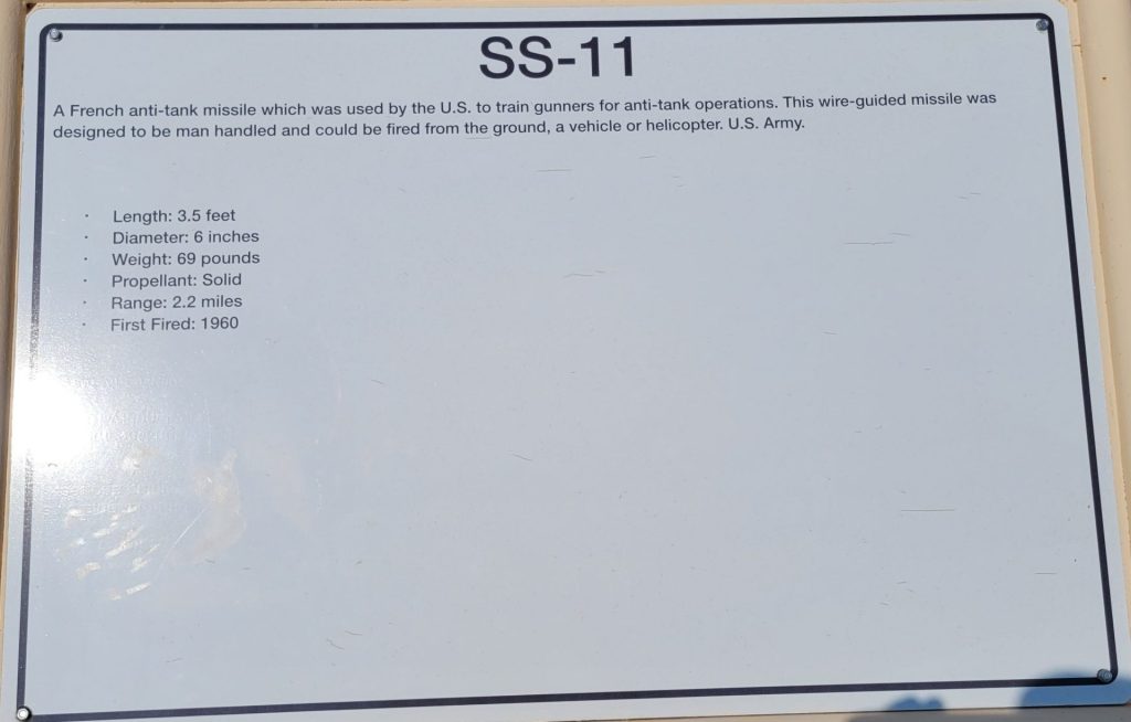 SS-11 ANTI-TANK MISSILE MEMORIAL PLAQUE