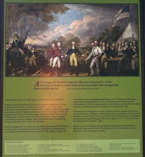 SARATOGA SURRENDER REVOLUTIONARY WAR MEMORIAL PANEL