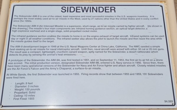 SIDEWINDER AIM-9 MISSILE MEMORIAL PLAQUE