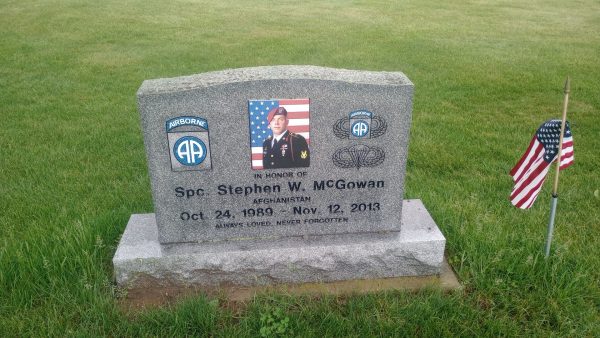SPC. STEVEN W. MCGOWAN WAR MEMORIAL FRONT