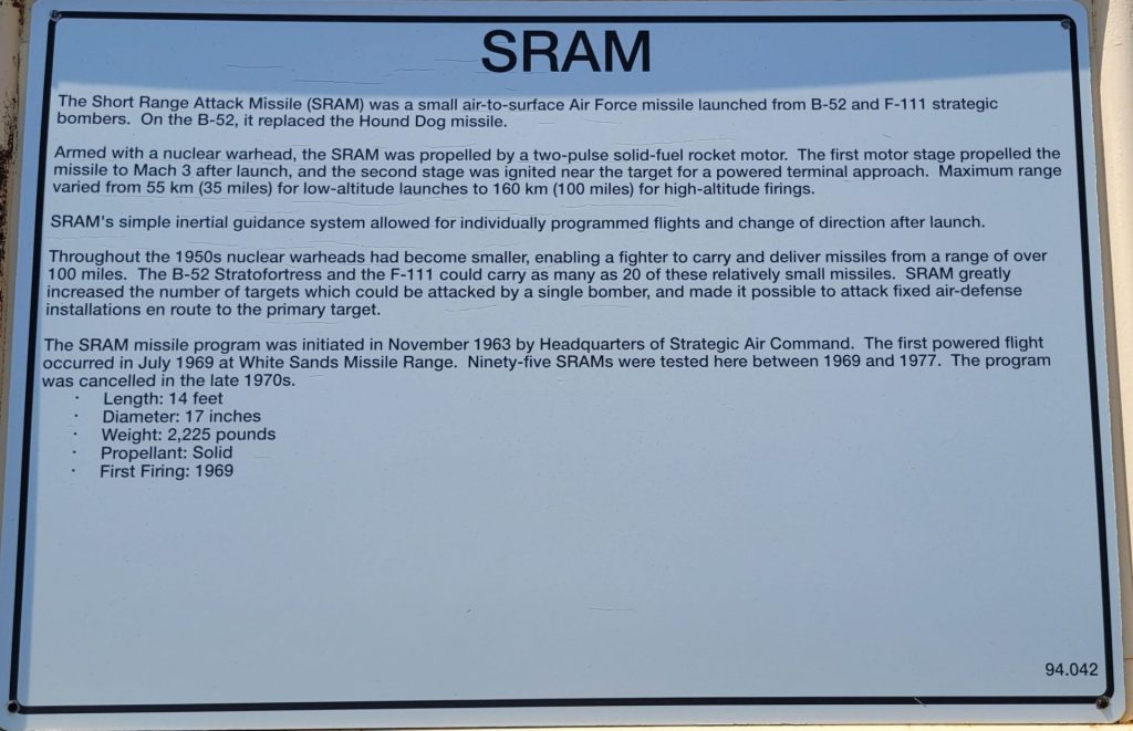SRAM MISSILE MEMORIAL PLAQUE