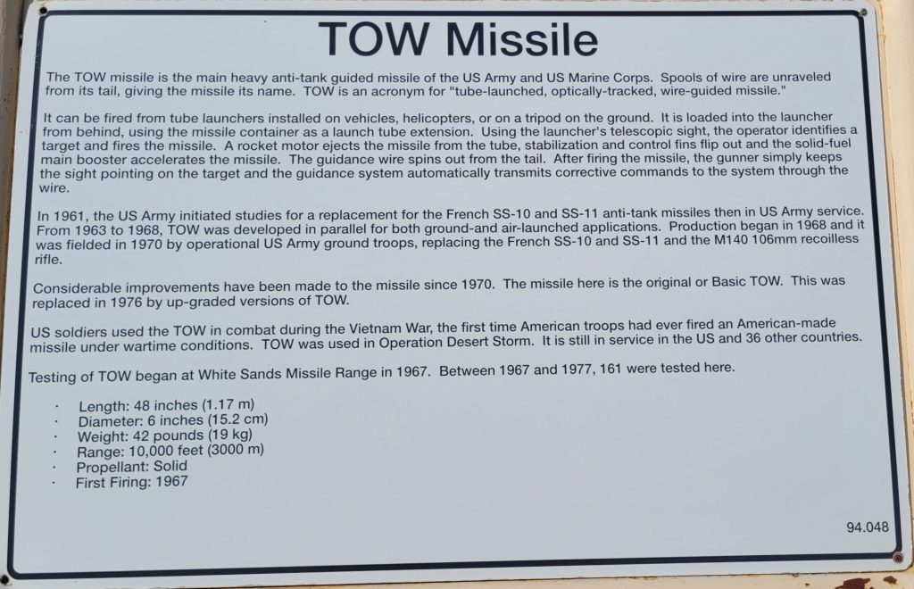 TOW MISSILE MEMORIAL PLAQUE