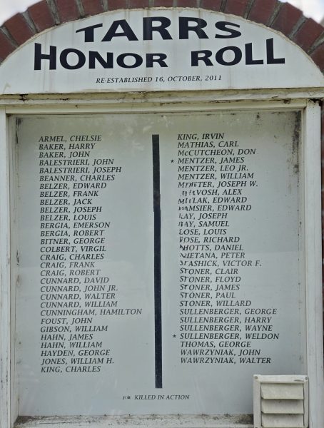 TARRS HONOR ROLL WAR MEMORIAL CLOSE-UP
