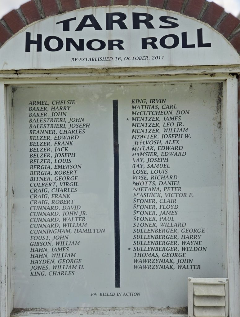 TARRS HONOR ROLL WAR MEMORIAL CLOSE-UP