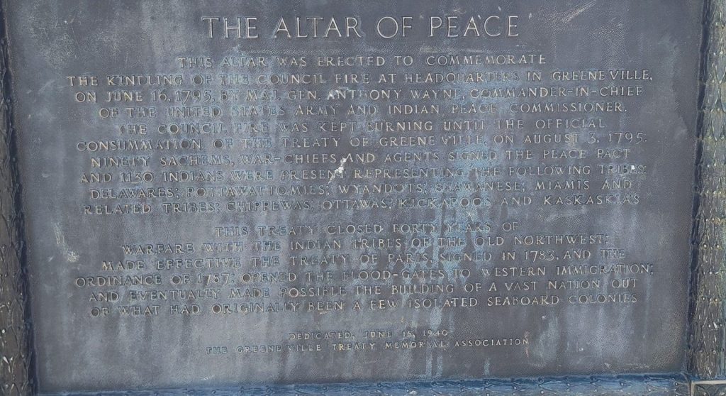 THE ALTAR OF PEACE MEMORIAL PLAQUE