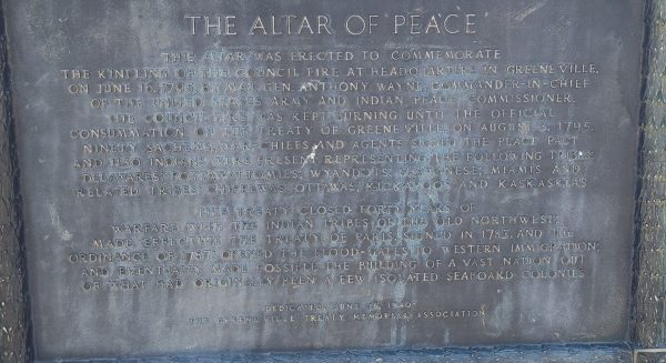 THE ALTAR OF PEACE MEMORIAL PLAQUE