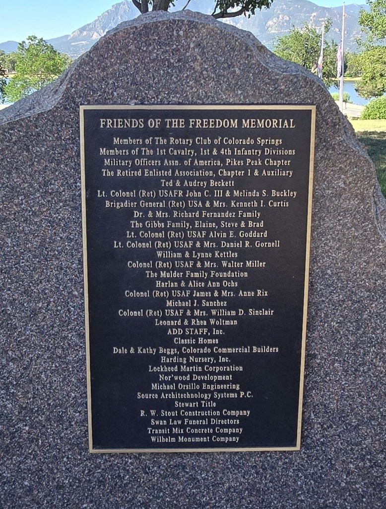 THE FREEDOM MEMORIAL PLAQUE A
