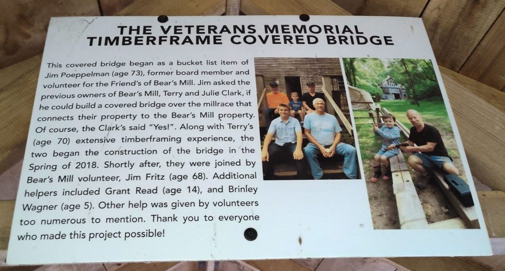 THE VETERANS MEMORIAL TIMBERFRAME COVERED BRIDGE MEMORIAL PLAQUE A