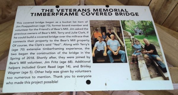THE VETERANS MEMORIAL TIMBERFRAME COVERED BRIDGE MEMORIAL PLAQUE A