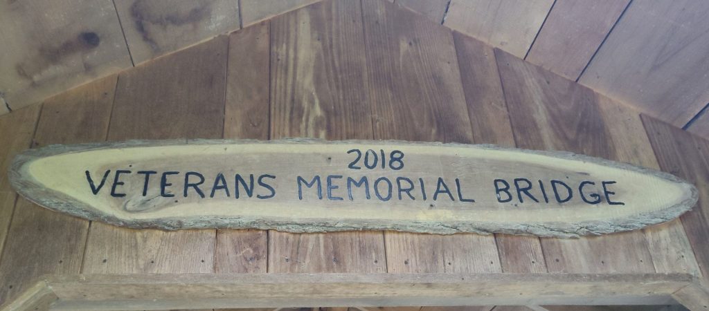 THE VETERANS MEMORIAL TIBERFRAME COVERED BRIDGE MEMORIAL PLAQUE B