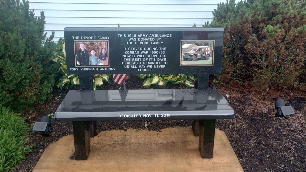 THIS 1946 ARMY AMBULANCE WAR MEMORIAL BENCH