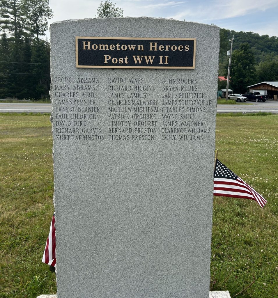 TOWN OF ARIETA WAR MEMORIAL BACK CLOSE-UP
