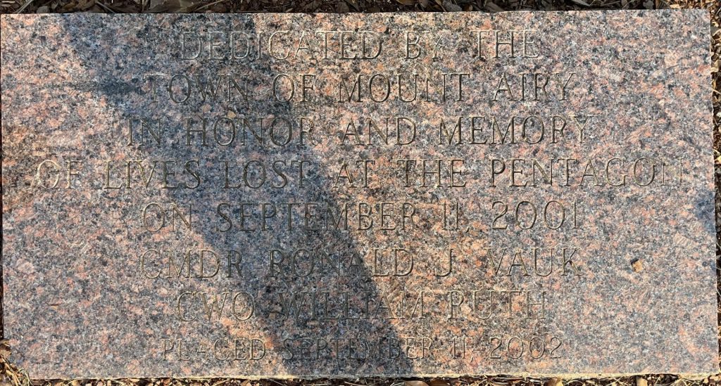 TOWN OF MOUNT AIRY PENTAGON MEMORIAL TABLET