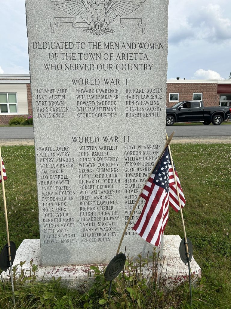 TOWN OF ARIETA WAR MEMORIAL FRONT CLOSE-UP