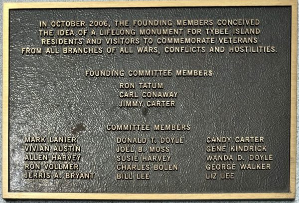 TYBEE ISLAND VETERANS MEMORIAL PLAQUE