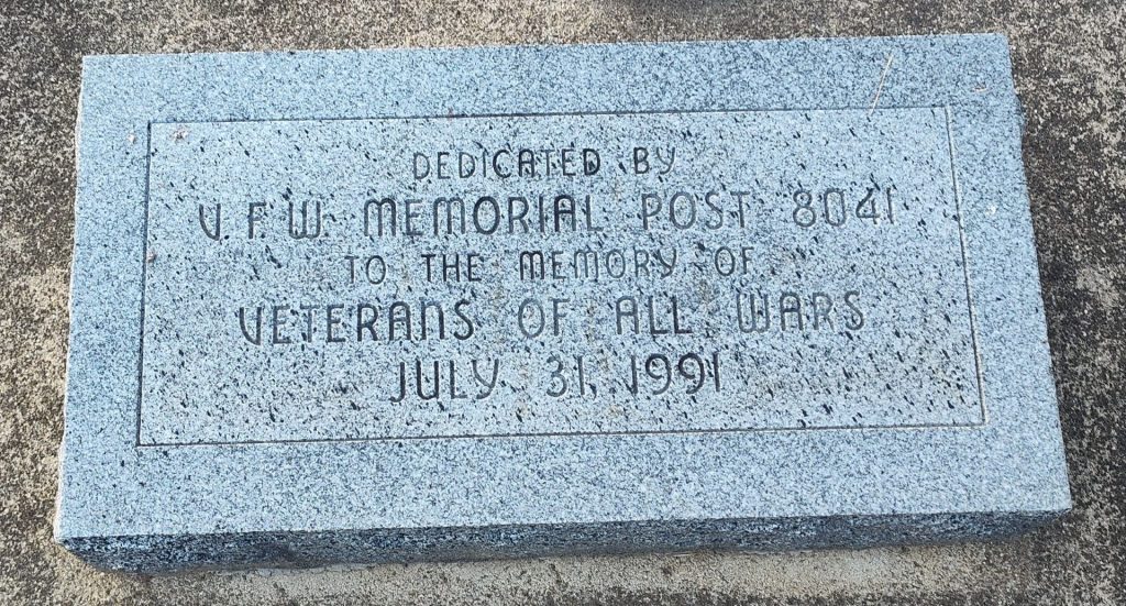 VFW POST 8041 ALL WARS VETERANS MEMORIAL TABLET