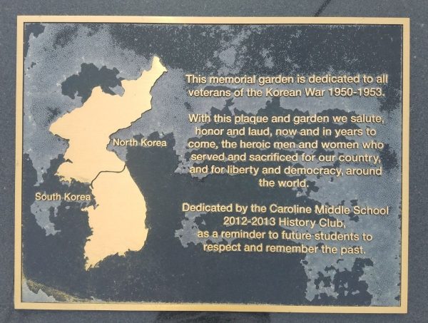 38TH PARALLEL KOREAN WAR MEMORIAL GARDEN PLAQUE