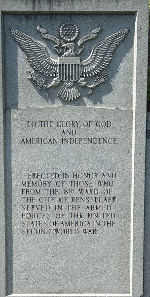8TH WARD OF THE CITY OF RENSSELAER SECOND WORLD WAR MEMORIAL CLOSE-UP