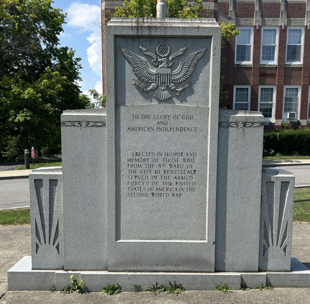 8TH WARD OF THE CITY OF RENSSELAER SECOND WORLD WAR MEMORIAL
