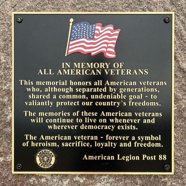 AMERICAN LEGION POST 88 ALL AMERICAN VETERANS MEMORIAL PLAQUE