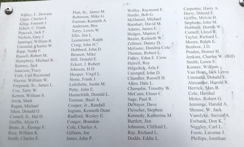 BATES COUNTY VETERANS TRIBUTE MEMORIAL PLAQUE D