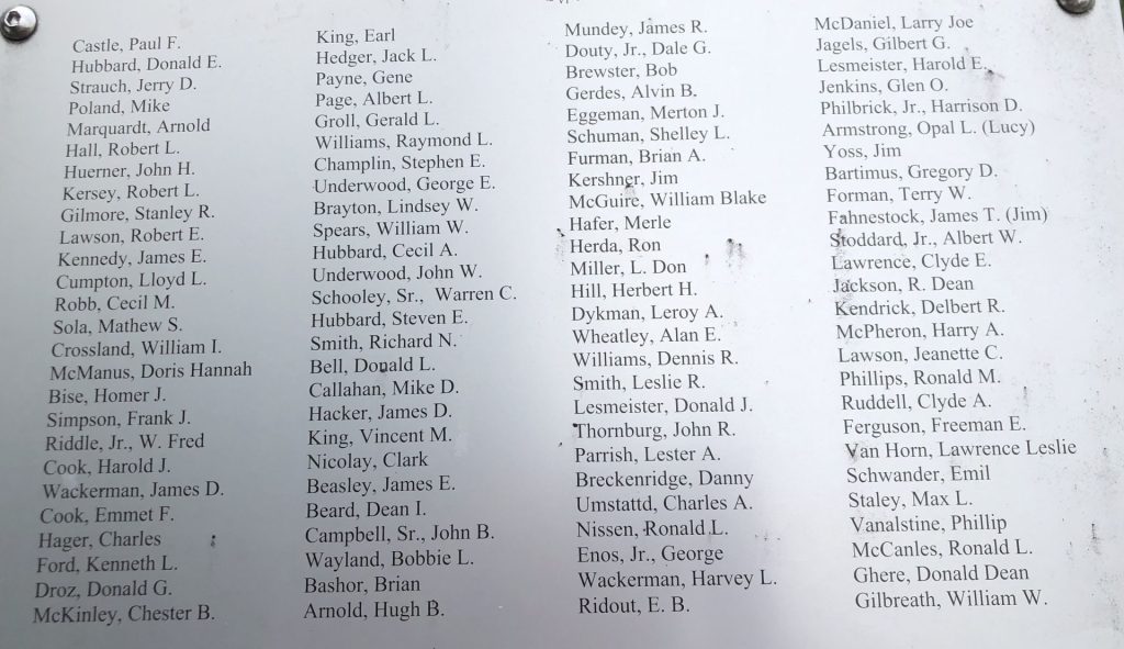 BATES COUNTY VETERANS TRIBUTE MEMORIAL PLAQUE F